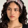 Motel Rocks Accessories-Sala Headband in Multicheck Brown MulticheckBrown