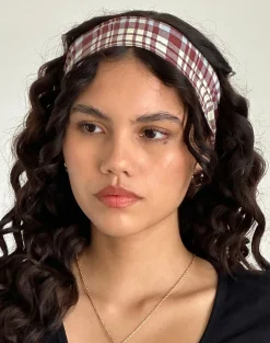Motel Rocks Accessories-Sala Headband in Multicheck Brown MulticheckBrown