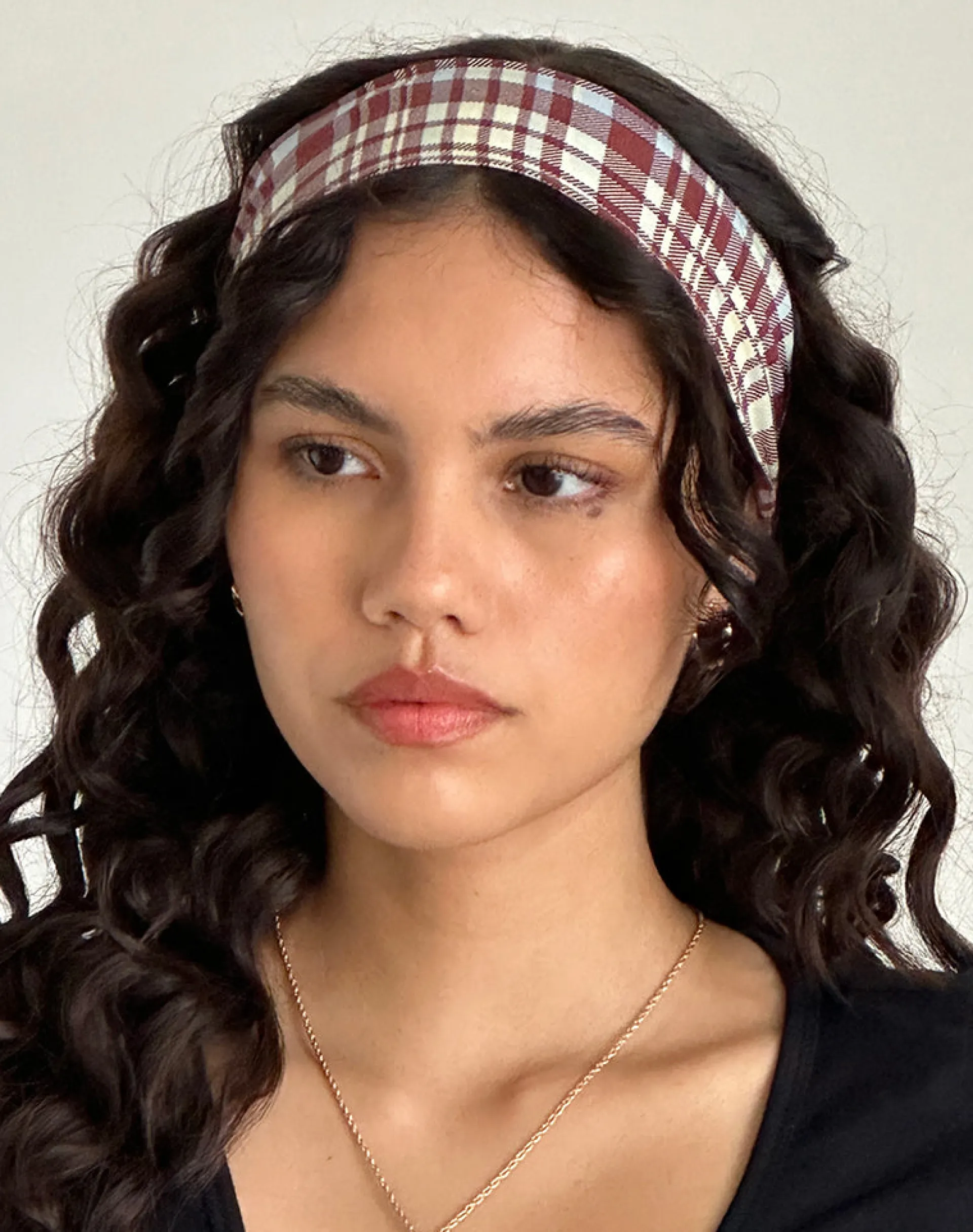 Motel Rocks Accessories-Sala Headband in Multicheck Brown MulticheckBrown