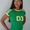 Motel Rocks Basics | Printed Tops-Salda Sporty Fitted Tee in Green