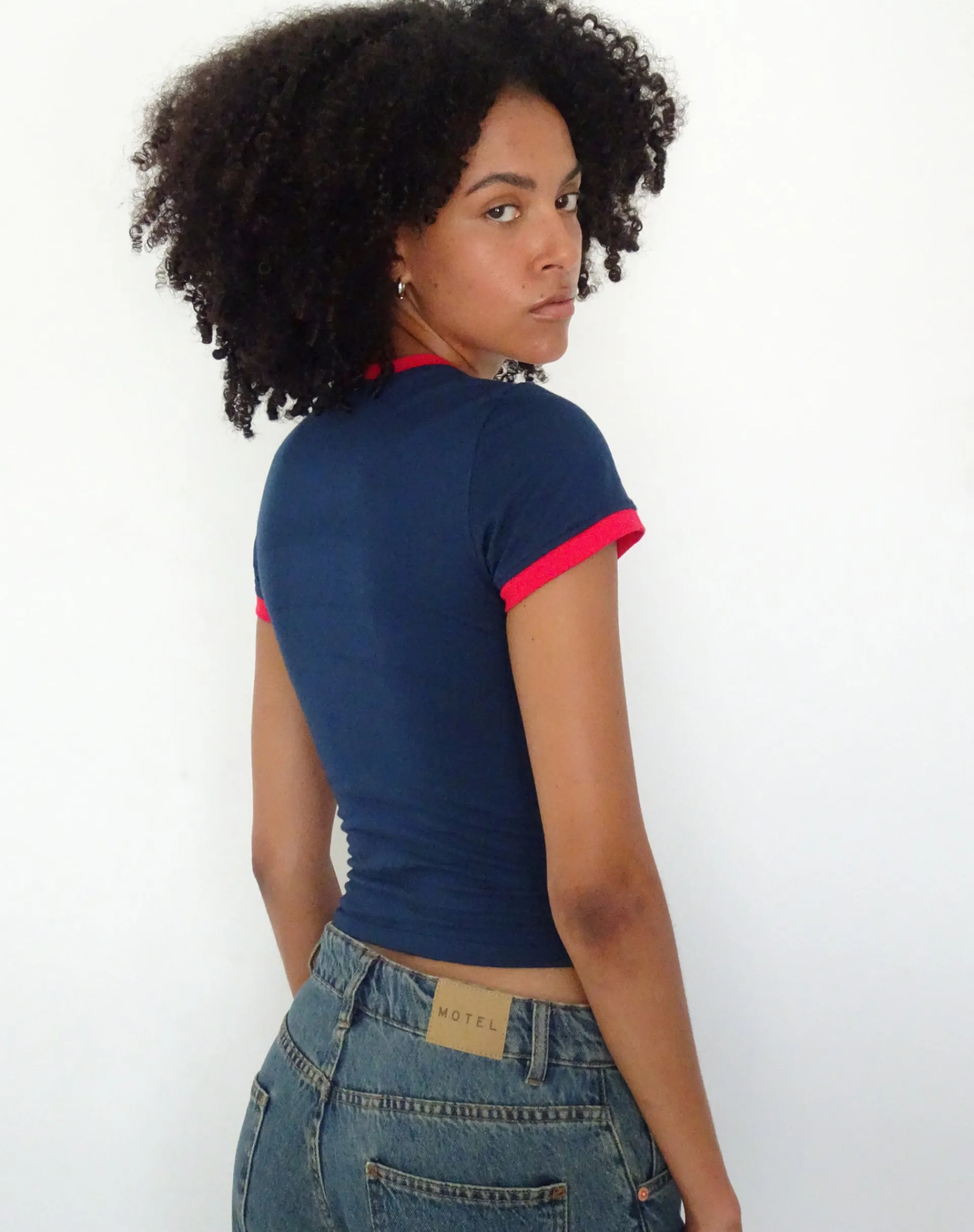 Motel Rocks Basics | Tees-Salda Sporty Fitted Tee in Navy