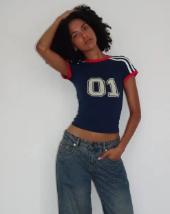 Motel Rocks Basics | Tees-Salda Sporty Fitted Tee in Navy