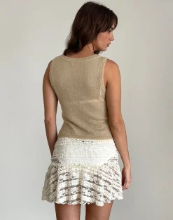 Motel Rocks Vest Tops-Salisha Tank Top in Natural Sheer Knit NaturalSheerKnit