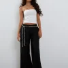 Motel Rocks Low Rise Pants-Salisu Wide Leg Trouser in Tailoring Black TailoringBlack