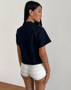 Motel Rocks Shirts And Blouses-Samas Shirt in Dark Indigo darkindigo