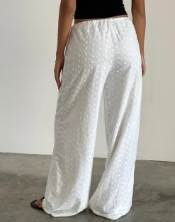 Motel Rocks Basics | Co-Ords-Samir Trouser in Broderie White BroderieWhite