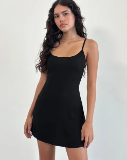 Motel Rocks Day Dresses | Mini Dresses-Samiya Mini Dress in Crinkle Black CrinkleBlack