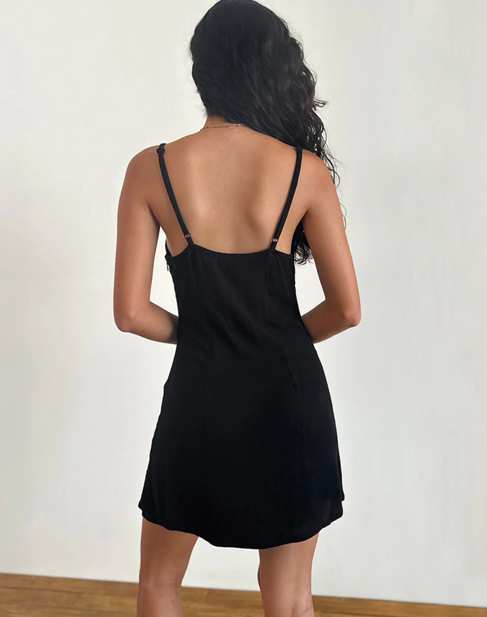 Motel Rocks Day Dresses | Mini Dresses-Samiya Mini Dress in Crinkle Black CrinkleBlack