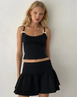 Motel Rocks Tailoring | Basics-Samrina Pleated Tailored Mini Skirt in Black