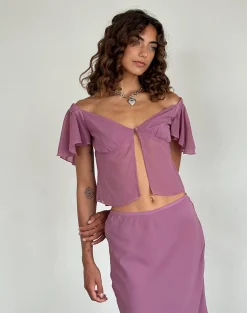 Motel Rocks Co-Ords | Crop Tops-Samsiar Top in Chiffon Mauve
