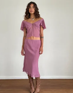 Motel Rocks Co-Ords | Crop Tops-Samsiar Top in Chiffon Mauve