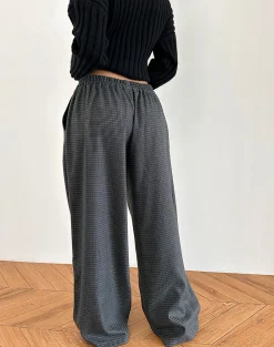 Motel Rocks Loungewear-Sasari Oversize Trouser in Check Navy CheckNavy