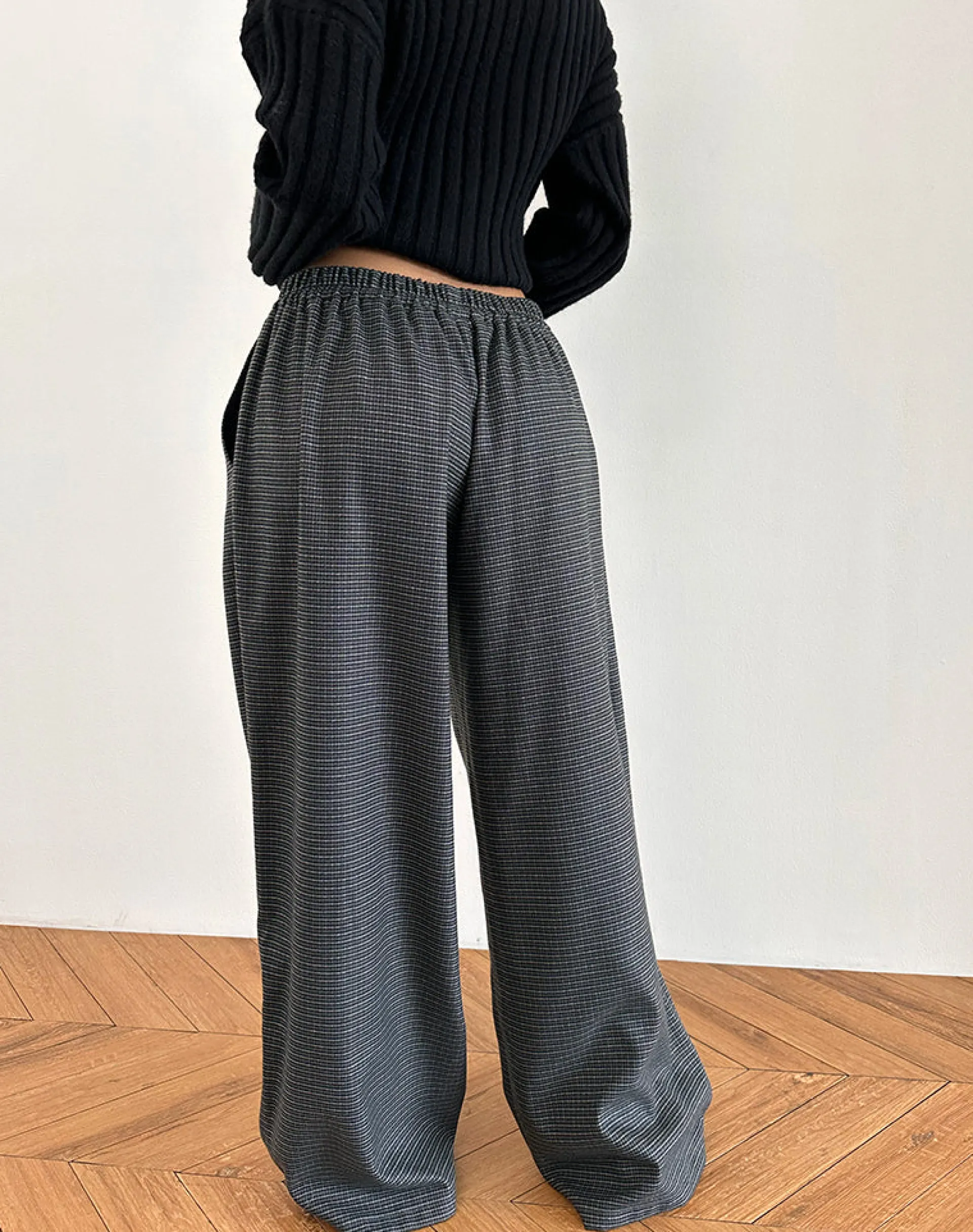 Motel Rocks Loungewear-Sasari Oversize Trouser in Check Navy CheckNavy
