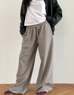 Motel Rocks Loungewear-Sasari Oversized Trouser in Check Grey CheckGrey