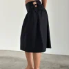 Motel Rocks Tailoring | Midi Skirts-Sasay Midi Skirt in Black Linen Rami BlackLinenRami