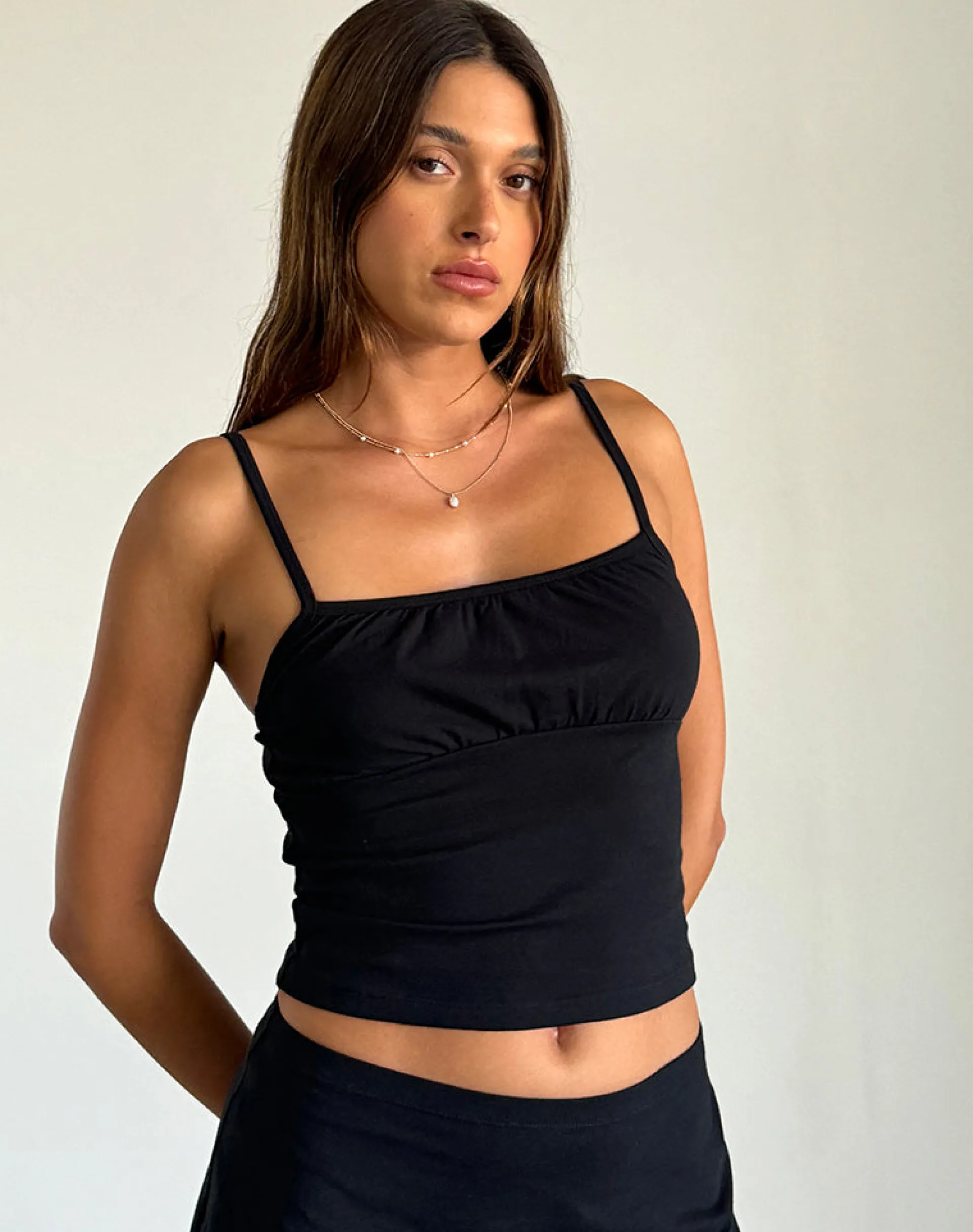 Motel Rocks Basic Tops | Strappy Tops-Sasya Cami Top in Black