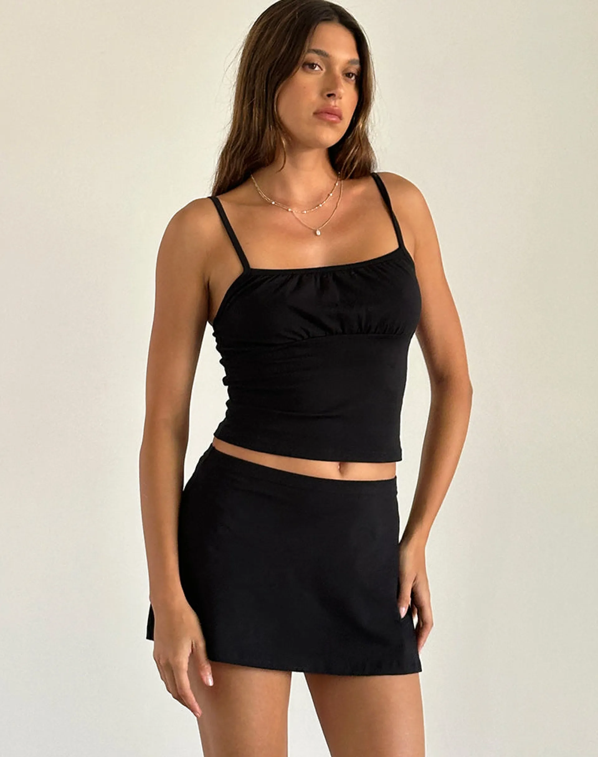 Motel Rocks Basic Tops | Strappy Tops-Sasya Cami Top in Black