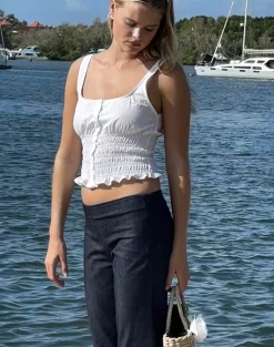 Motel Rocks Strappy Tops | Going Out Tops-Sayake Ruched Top in White
