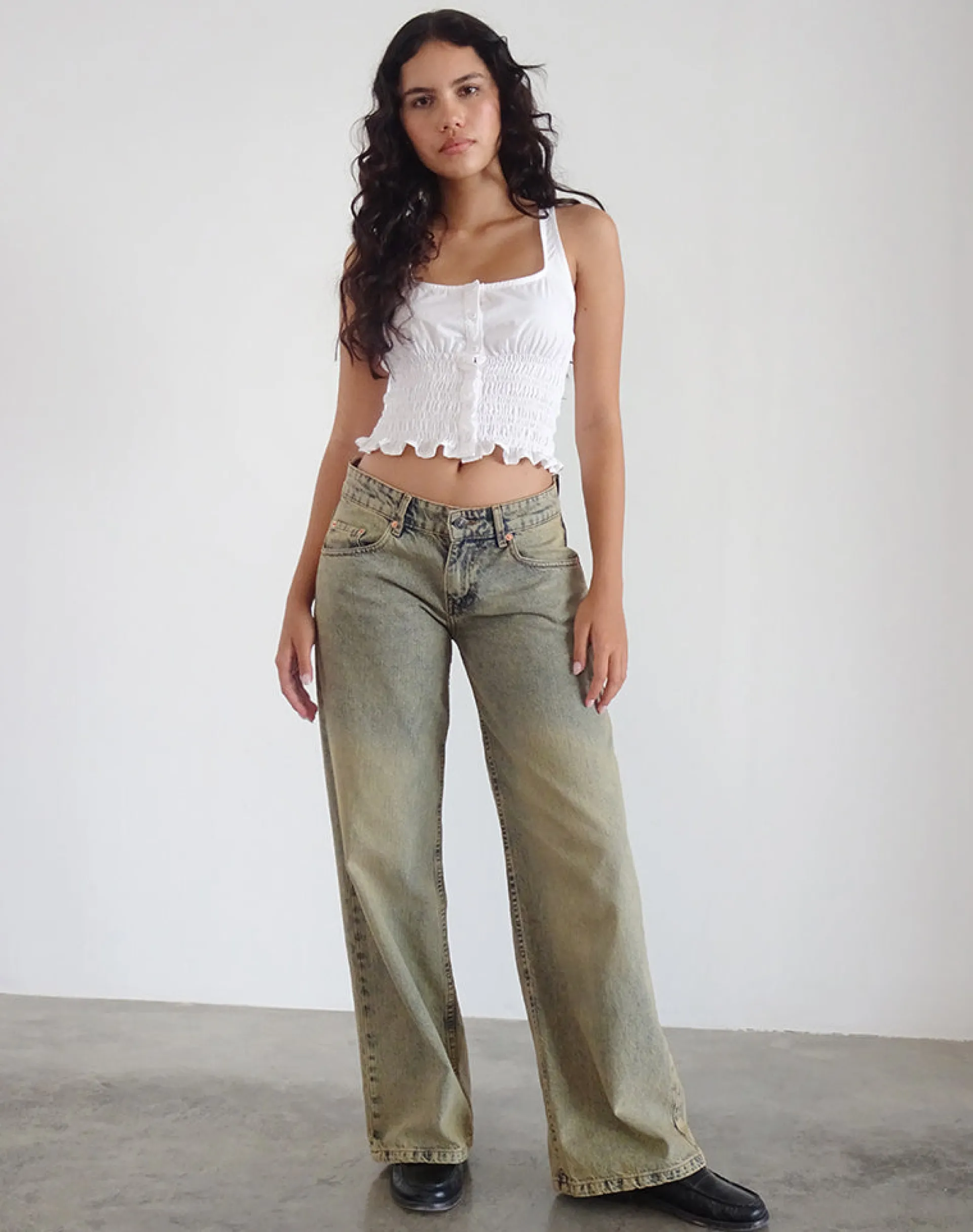 Motel Rocks Strappy Tops | Going Out Tops-Sayake Ruched Top in White