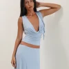 Motel Rocks Co-Ords | Going Out Tops-Saylor Sleeveless Top in Slinky Sky Blue