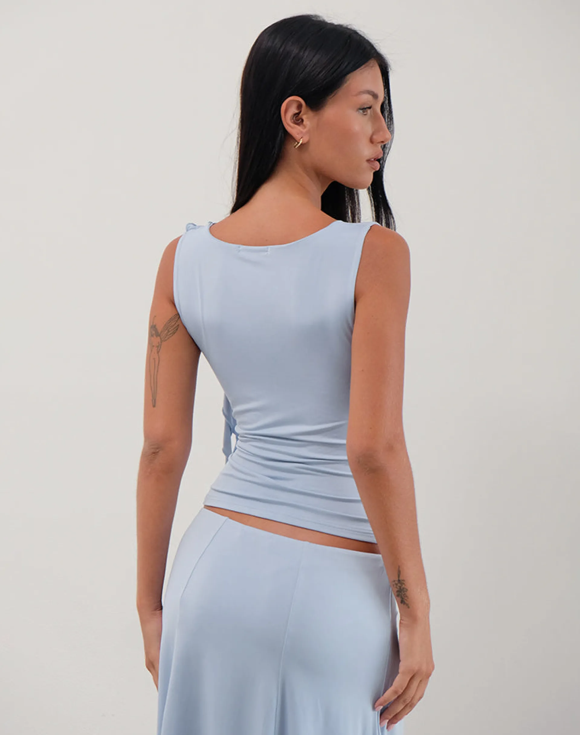 Motel Rocks Co-Ords | Going Out Tops-Saylor Sleeveless Top in Slinky Sky Blue