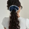Motel Rocks Accessories-Scrunchie in Denim Chambray with Lace DenimChambraywithLace