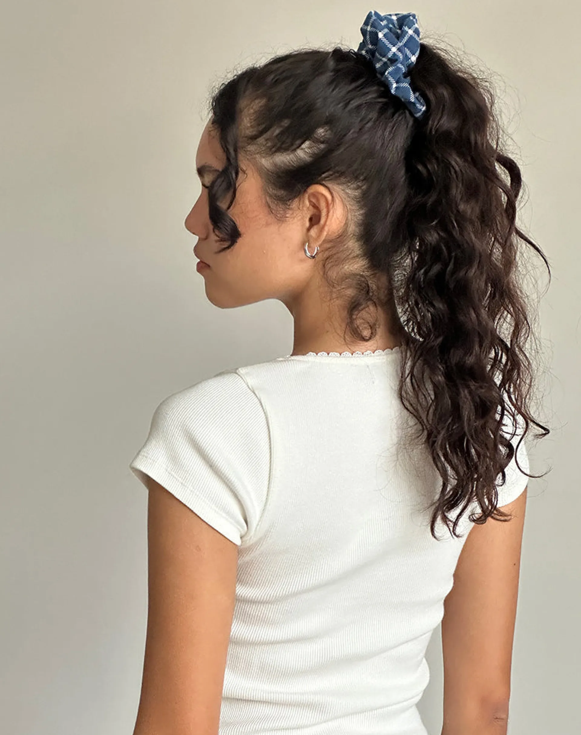 Motel Rocks Accessories-Scrunchie in Navy Tartan navytartan