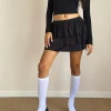 Motel Rocks A Line Skirts | Mini Skirts-Sefone Tiered Mini Skirt in Slinky Black