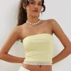 Motel Rocks Bandeau Tops-Seka Bandeau Mesh Top in lemon