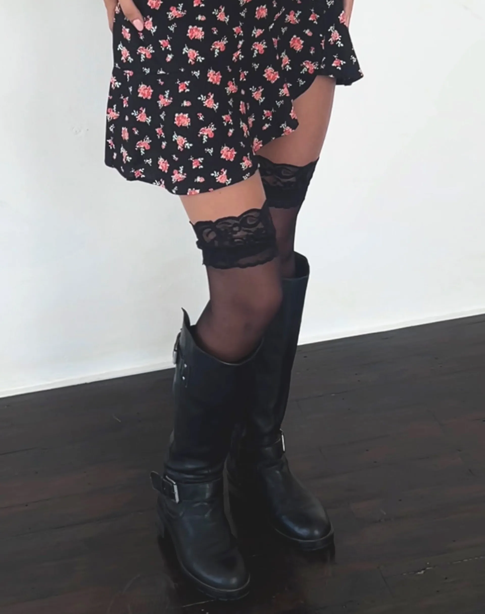 Motel Rocks Printed Dresses | Day Dresses-Seleg Mini Dress in Flowing Rose Black