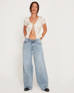 Motel Rocks Printed Tops-Selene Tie Front Top in Satin Vintage Rose Garland SatinVintageRoseGarland