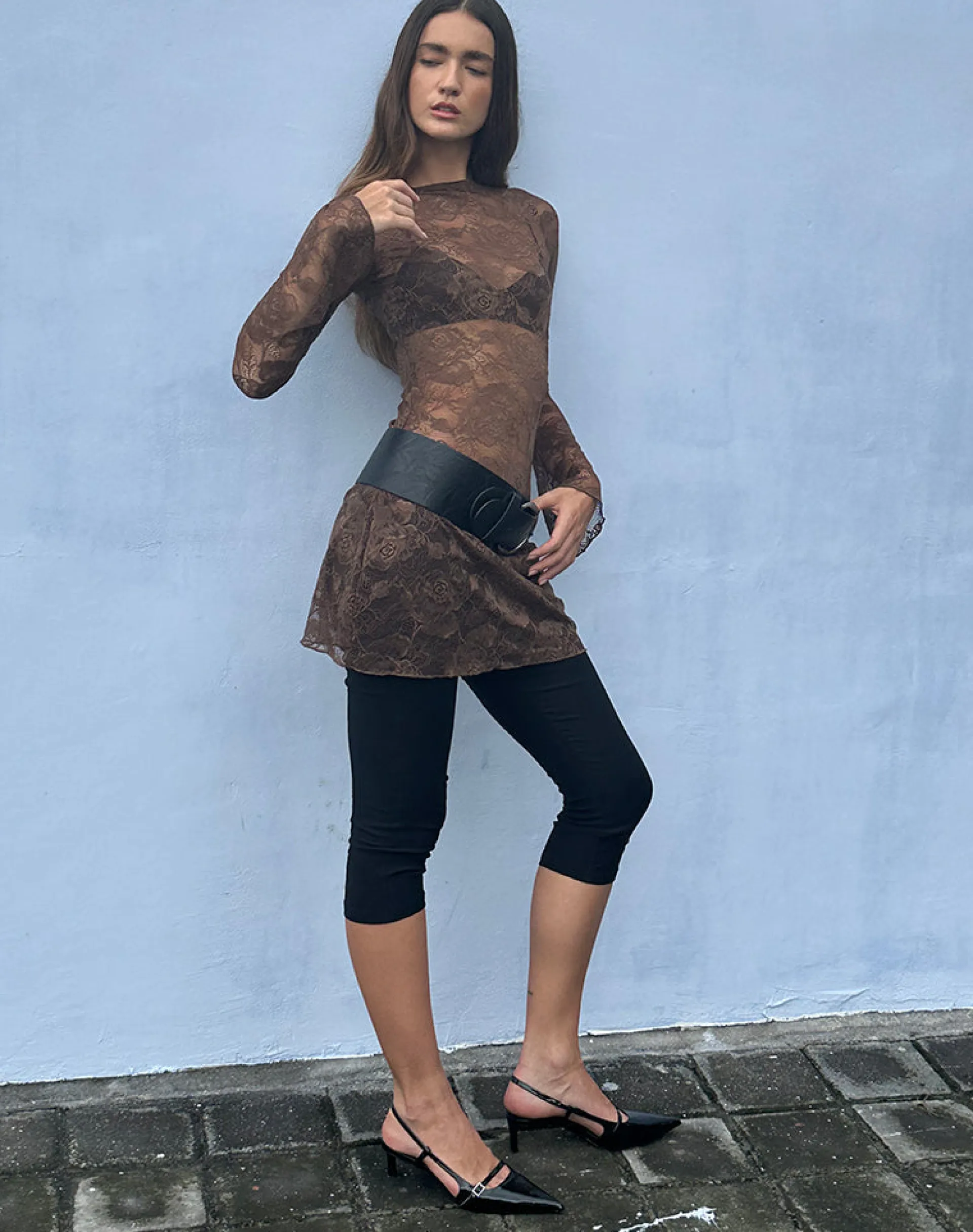 Motel Rocks Bodycon Dresses | Long Sleeve Dresses-Sevila Long Sleeve Mini Dress in Dark Brown DarkBrown