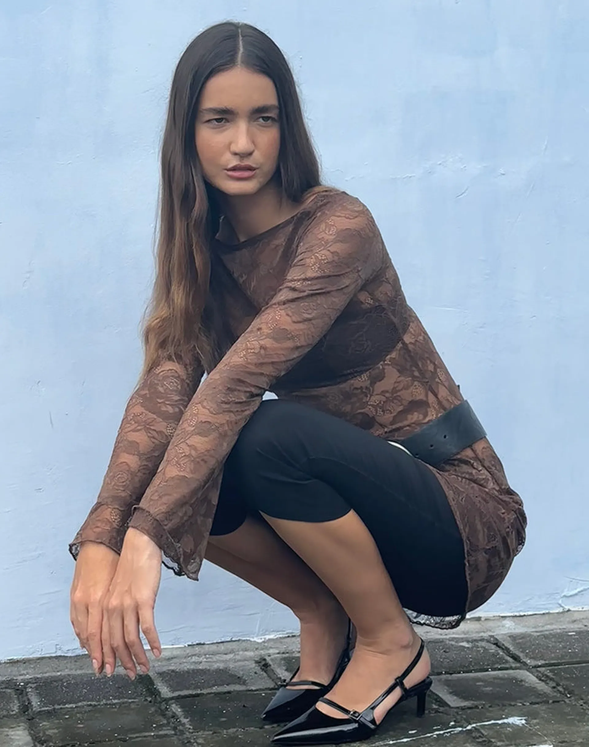 Motel Rocks Bodycon Dresses | Long Sleeve Dresses-Sevila Long Sleeve Mini Dress in Dark Brown DarkBrown