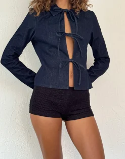 Motel Rocks Jackets-Sewulan Tie Jacket in Dark Indigo
