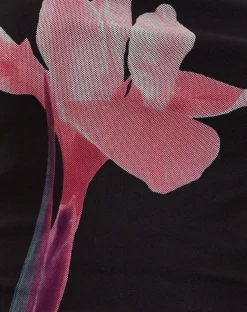 Motel Rocks Bandeau Tops-Shae Bandeau Top in Black with Pink Flower Placement BlackwithPinkFlowerPlacement