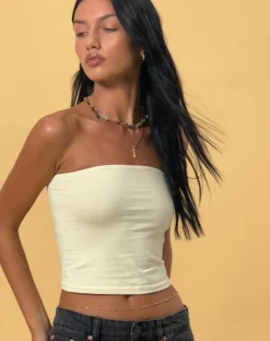 Motel Rocks Basics | Basic Tops-Shae Bandeau Top in Buttercream