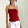 Motel Rocks Bandeau Tops-Shaelo Bandeau Top in Adrenaline Red AdrenalineRed