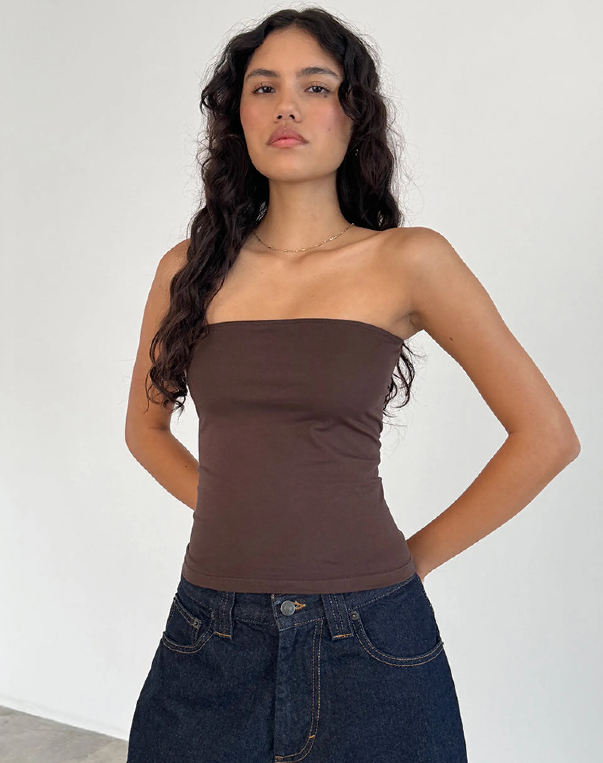 Motel Rocks Basic Tops | Bandeau Tops-Shaelo Bandeau Top in Deep Mahogany DeepMahogany