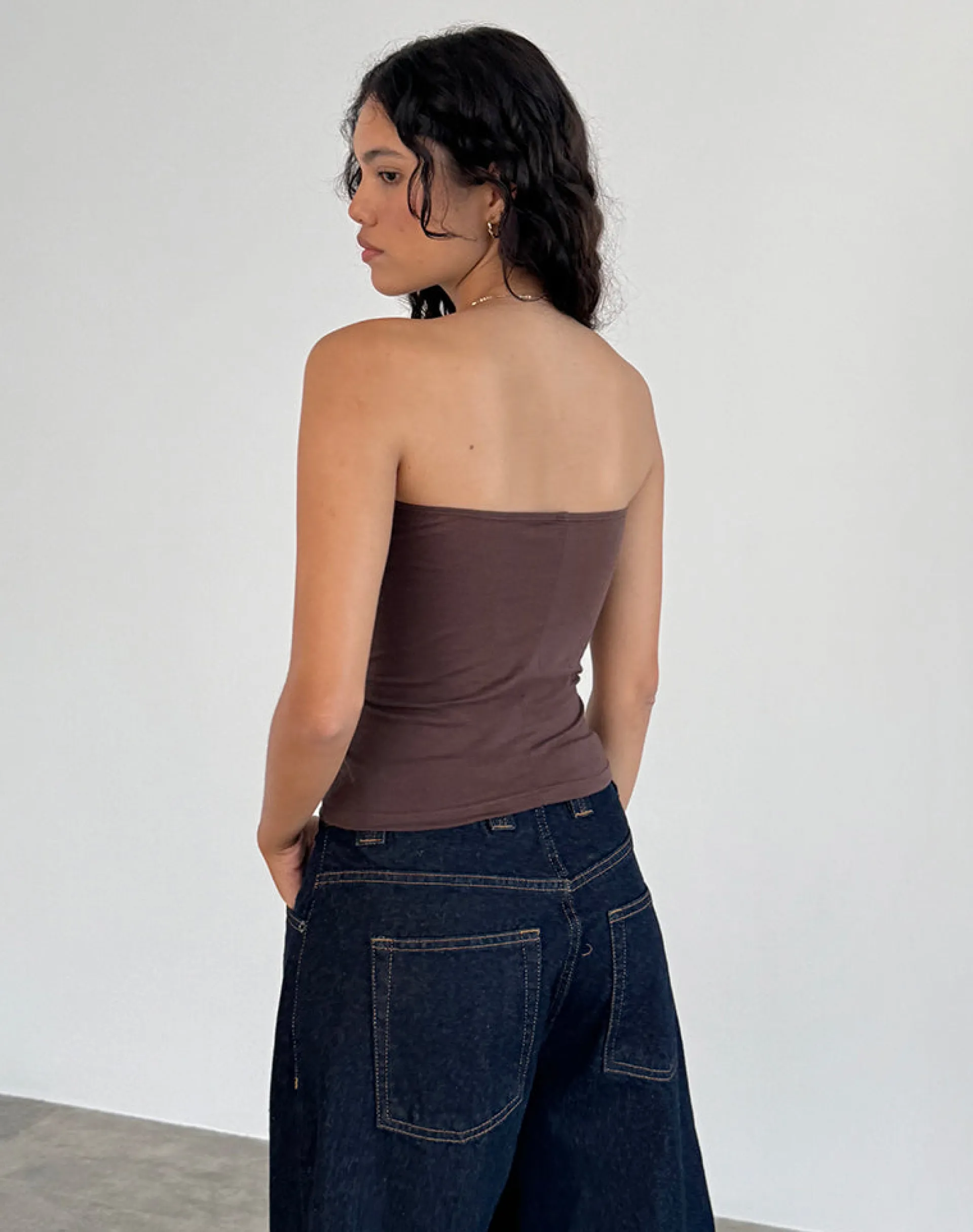 Motel Rocks Basic Tops | Bandeau Tops-Shaelo Bandeau Top in Deep Mahogany DeepMahogany
