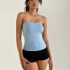 Motel Rocks Bandeau Tops-Shaelo Bandeau Top in Nantucket Blue NantucketBlue