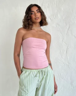 Motel Rocks Basic Tops | Bandeau Tops-Shaelo Bandeau Top in Pink Lady PinkLady