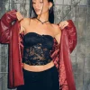 Motel Rocks Bandeau Tops | Lace Tops-Shaka Bandeau Top in Lace Black