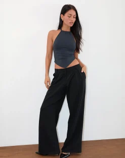 Motel Rocks Halterneck Tops | Going Out Tops-Shalas Halter Top in Jersey Ocean Storm
