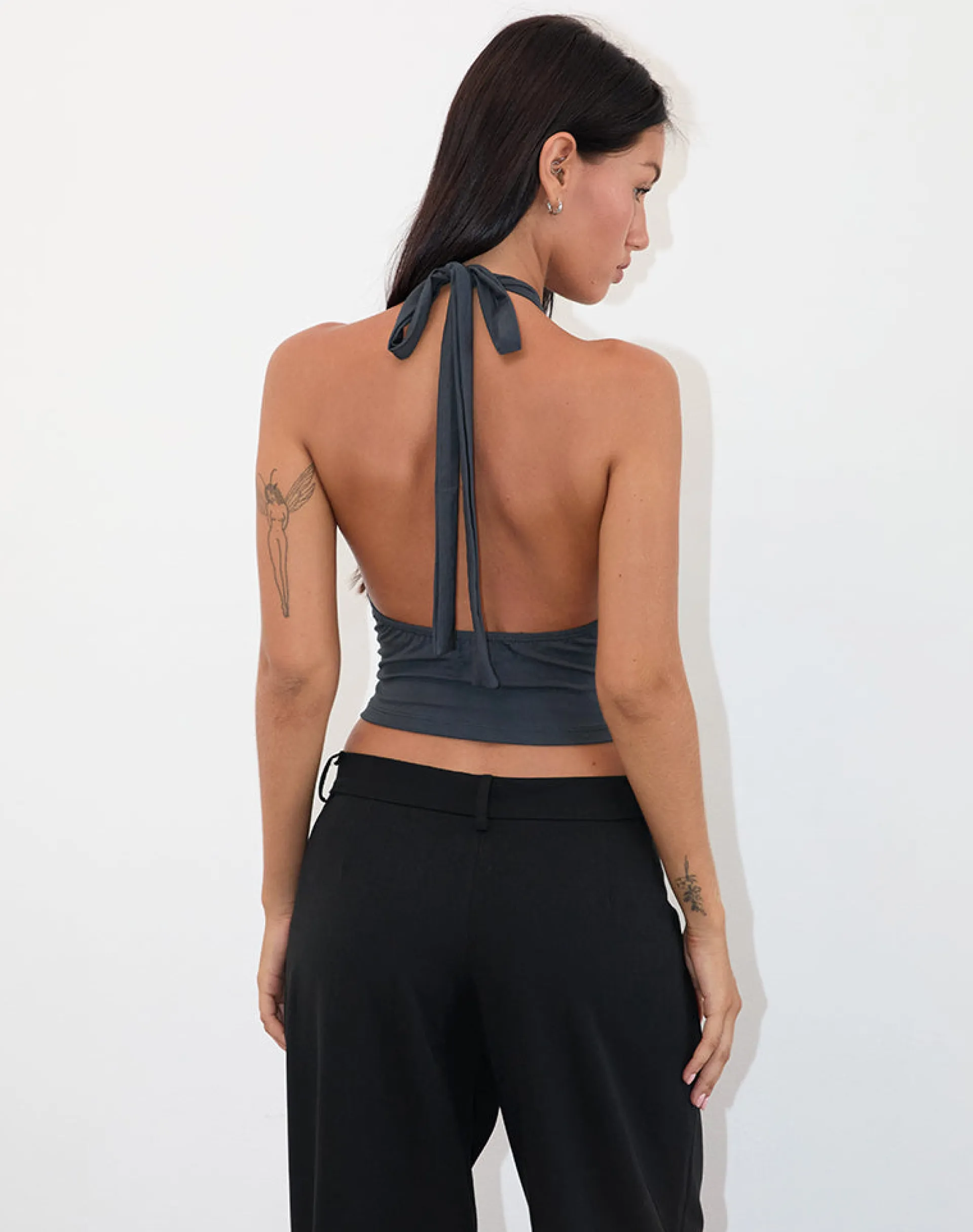 Motel Rocks Halterneck Tops | Going Out Tops-Shalas Halter Top in Jersey Ocean Storm
