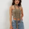 Motel Rocks Bandeau Tops-Shaloe Bandeau Top and Scarf Set in Mini Croc Tan MiniCrocTan