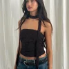 Motel Rocks Printed Tops | Bandeau Tops-Shaloe Bandeau Top and Scarf in Brown Oversized Jaguar BrownOversizedJaguar