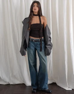Motel Rocks Printed Tops | Bandeau Tops-Shaloe Bandeau Top and Scarf in Brown Oversized Jaguar BrownOversizedJaguar