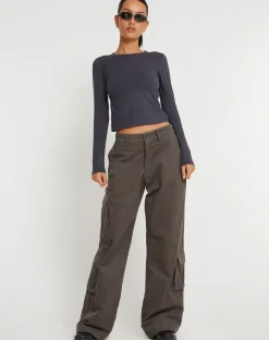 Motel Rocks Wide Leg Pants-Shan Wide Leg Trouser in Dark Grey