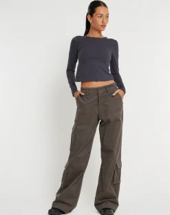 Motel Rocks Wide Leg Pants-Shan Wide Leg Trouser in Dark Grey