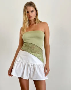 Motel Rocks Bandeau Tops | Lace Tops-Shanda Lace Tube Top in Sage